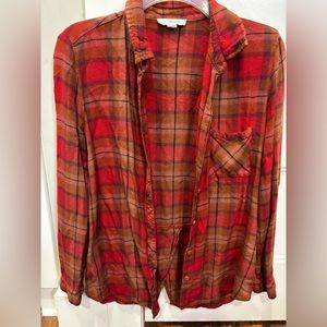 Plaid button down blouse